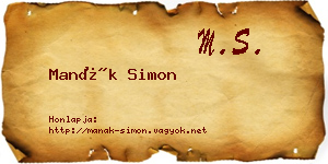 Manák Simon névjegykártya
